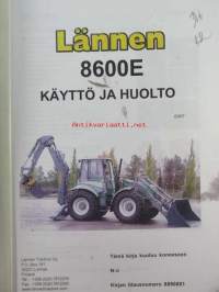 Lännen 8600E - Käyttöohjekirja / huoltokirja (8890881) (kopio)