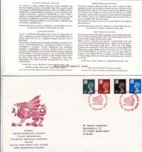 FDC Wales1989 - 28.11.1989  New Definitive stamps.  Uudet käyttömerkit 15p - 34p.