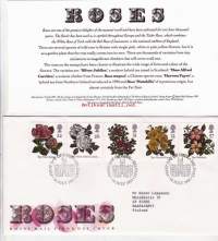 FDC Iso-Britannia 1991 - 16.07.1991 Roses - Erilaisia Britannian ruusulajikkeita.