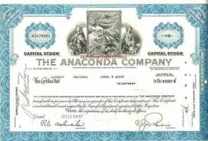 The Anaconda Co  1967 kuparikaivos - osakekirja ,USA