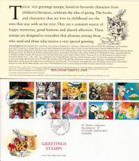 FDC Iso-Britannia/Englanti 1993 - 02.02.1993  Greeting stamps - Lastenkirjallisuuden suosikit