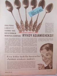 Joka Poika 1955 nr 1, Taitavien poikien harrastus, Vanhasta maitokannusta pienisvalonheitin, ym, Katso sisältö kuvista paremmin.