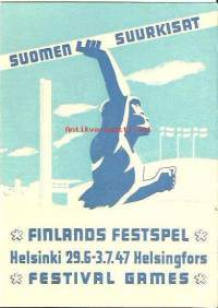 Suomen Suurkisat 1947 Helsinki - postikortti