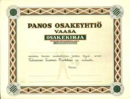 Panos Oy, 1000 mk osakekirja, Vaasa, talonki 1940-1949