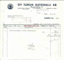 Turun Autohalli Oy, lasku 1955 - firmalomake