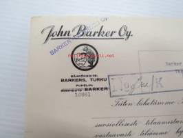 John Barker Oy, Turku, 24.11.1942 -asiakirja