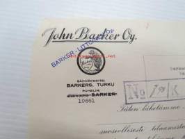 John Barker Oy, Turku, 26.9.1942 -asiakirja