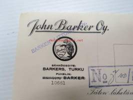 John Barker Oy, Turku, 23.10.1942 -asiakirja