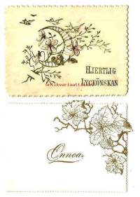 Pitsikortti  -  kohopaino postikortti  1800-luku  2 kpl