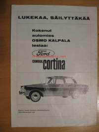 Ford Consul Cortina - eripainos Moottori lehdestä -testaaja Osmo Kalpala.
