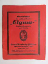 Ernst Ludvig Gütter &quot;ELGMA&quot; Musikinstrumente und Saiten Preis-Liste -soittimenrakennuksen työkaluja, soittimia, tarvikkeita -tuoteluettelo