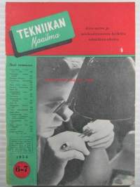 Tekniikan Maailma 1954 nr 6-7, sis. mm. seur. artikkelit / kuvat / mainokset; Letkuvarsihiomakone - monikäyttöinen työkalu, Pieni puusorvi kotikäyttöön,