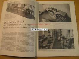 Kotiliesi 1932 nr 17 (kansi Martta Wendelin ) Syyskuu 1932. Artikkeli ja kuvia  pohjoismaisista rakennuspäivistä : Alvar Aallon tuolimalli &quot;pehmeä puutuoli&quot;.