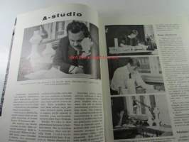 Me kaikki A. Ahlström Osakeyhtiön henkilökuntalehti 1960 nr 5, A-studio - messuille valmistautuminen, kamera messuvieraana, Karhulan teho kasvaa