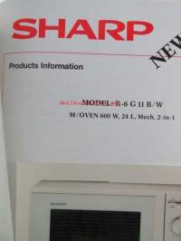 Sharp kuluttajaelektroniikkamyynnin infomappi 1988-89, sis. myyntiesitteitä televisiosta mikroaaltouuneihin, hyvätasoisia valokuvia tuoteista katso sisältö kuvista