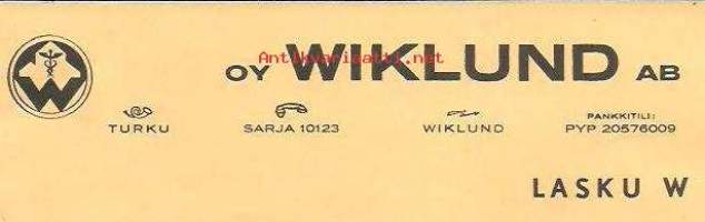 Wiklund Oy 1950 - firmalomake