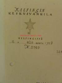 Helsingin keskusvankila, Helsingissä 8. elokuuta 1929 - lasku asiakirja