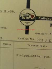 Turun Asfalttitehdas O.Y. Turku 11.8. 1939 - asiakirja