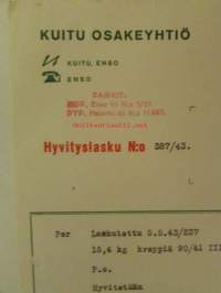 Kuitu Osakeyhtiö, Kivioja 11.6. 1943 - asiakirja