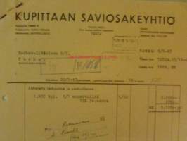 Kupittaan Saviosakeyhtiö, Turku 6.5. 1943 - asiakirja