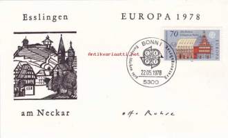 FDC Saksa - Europa Briefmarke Esslingen (am Neckar), 22.05.1978.  70 Pf. Vanha kaupungintalo