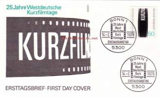 FDC Saksa - 25 Jahre Westdeutsche Kurzfilmtage, 14.02.1979.   50 Pf. Lyhytfilmifestivaalit 25v.