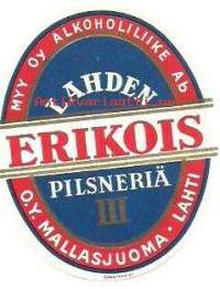 Lahden Erikois  III Pilsneriä -  olutetiketti