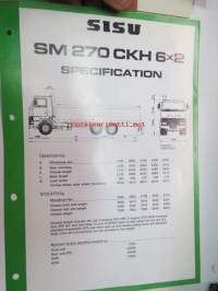 Sisu SM 270 CKH 6X2 Specification -tekniset tiedot (englanniksi)