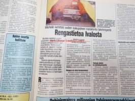 Moottori 1993 nr 4, sis. mm. seur. artikkelit / kuvat / mainokset; Kansikuva Anne Pohtamo, Peugeot 309, Mitsubishi Galant, Geneven Autonäyttely, Kellutuslisä
