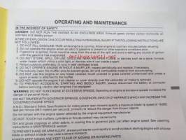 Briggs &amp; Stratton Operating and maintenance Instructions for Models 92500, 92900, 93500, 94500, 95500, 110900, 111900, 113900, 114900, 130900 &amp; 132900