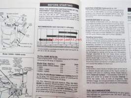 Briggs &amp; Stratton Operating and maintenance Instructions for Models 92500, 92900, 93500, 94500, 95500, 110900, 111900, 113900, 114900, 130900 &amp; 132900