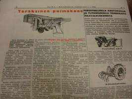 Maaseudun Koneviesti 1956 / 13 A. 18.7.1956.(Näyttelynumero)sis,mmLasikuitu ja sen käyttö.Ilmajäähdytetty diesel valtaa alaa.Kotimaisen traktorin