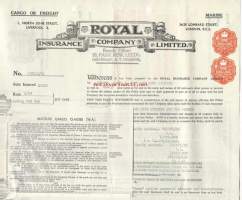Royal Insurance Co Ltd , London 1958 - vakuutuskirja
