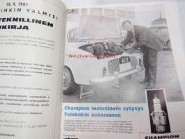 Suomen autolehti 1961 nr 9, sis. mm. seur. artikkelit / kuvat / mainokset; Kansikuva Simca Ariane - Miss Maailma Marita Lindahl, Näin USA:ssa, 2-pyöräinen Ford