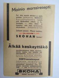 Maaottelumarssi 1941 marssikortti K. nr. 4 Naiset maaottelumarssikortti, käyttämätön -unused competition card (marching, between Sweden and Finland in 1941)