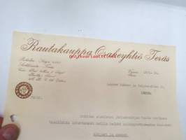Rautakauppa Oy Teräs, Vaasa, 18.1.1938 -asiakirja