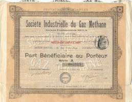 Societe Industrielle du Gaz Methane, Gourbevoie 1909 -  osakekirja