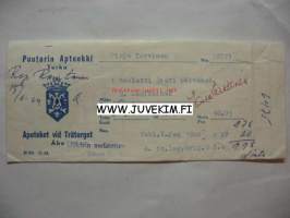 Puutorin Apteekki Turku 1964 -signatuuri
