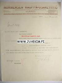 Nurmeksen Kauppa-Osakeyhtiö Nurmes 17.4.1923 -asiakirja