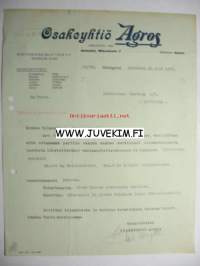 Osakeyhtiö Agros Helsinki 15.9.1923 -asiakirja