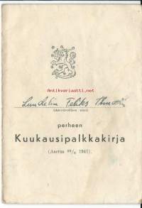 Kuukausipalkkakirja 1942 - 1944
