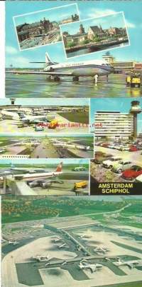 Amsterdam, Franfurt, Kopenhagen   - lentokenttä, lentoasema, airport postikortti 3 kpl