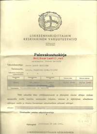 Liikkeenharjoittajain Keskinäinen Vakuutusyhtiö Palovakuutuskirja 1942 - vakuutuskirja