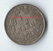 Saksa 1/2 Mark 1914 A   -  kolikko hopeaa