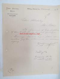 Ferd. Alfthan, Wiborg (Viipuri), 8.11.1902 -asiakirja