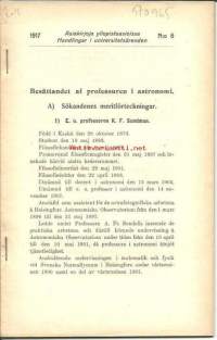 Asiakirjoja yliopistoasioissa 1917 nr 6 / Besättandet af professuren i astronomi