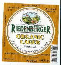 Riedenburger Organic Lager  -  olutetiketti