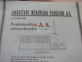 Jakobstads Mekaniska Verkstads Aktiebolag Maskinkraftiga sädestorkverket A.S. (Arvo Sihto) -esite