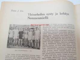 Nummenmäen työläisurheilun 40-vuotis Juhla-Julkaisu 1906-1946, sis. mm. seur. artikkelit; Eino Lehtinen - Neljä vuosikymmentä työläisurheilutoimintaa