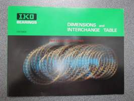 IKO Bearings - Dimensions and interchange table - laakerien mitat ja mallit sekä yhteensopivuudet muitten tuotemerkkien kanssa